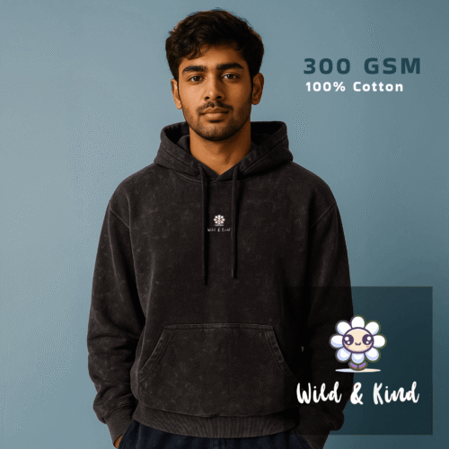 Wild and Kind Acid Washed Hoodie | Embroidery | 300GSM | Unisex