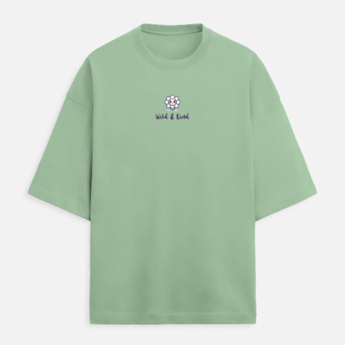 Wild and Kind Embroidery Tee | Oversized 260GSM | Terry-Knit | Unisex