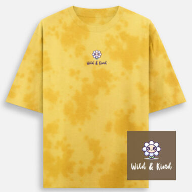 Wild and Kind Embroidery T-Shirt | Oversized 260GSM | Tie-Dye Pattern | Unisex