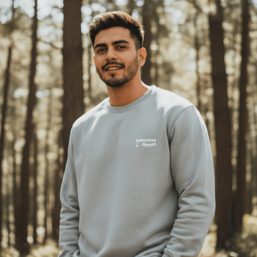 Baromasa Happiness Embroidery Sweatshirt |  Regular-Fit | 300GSM | Unisex