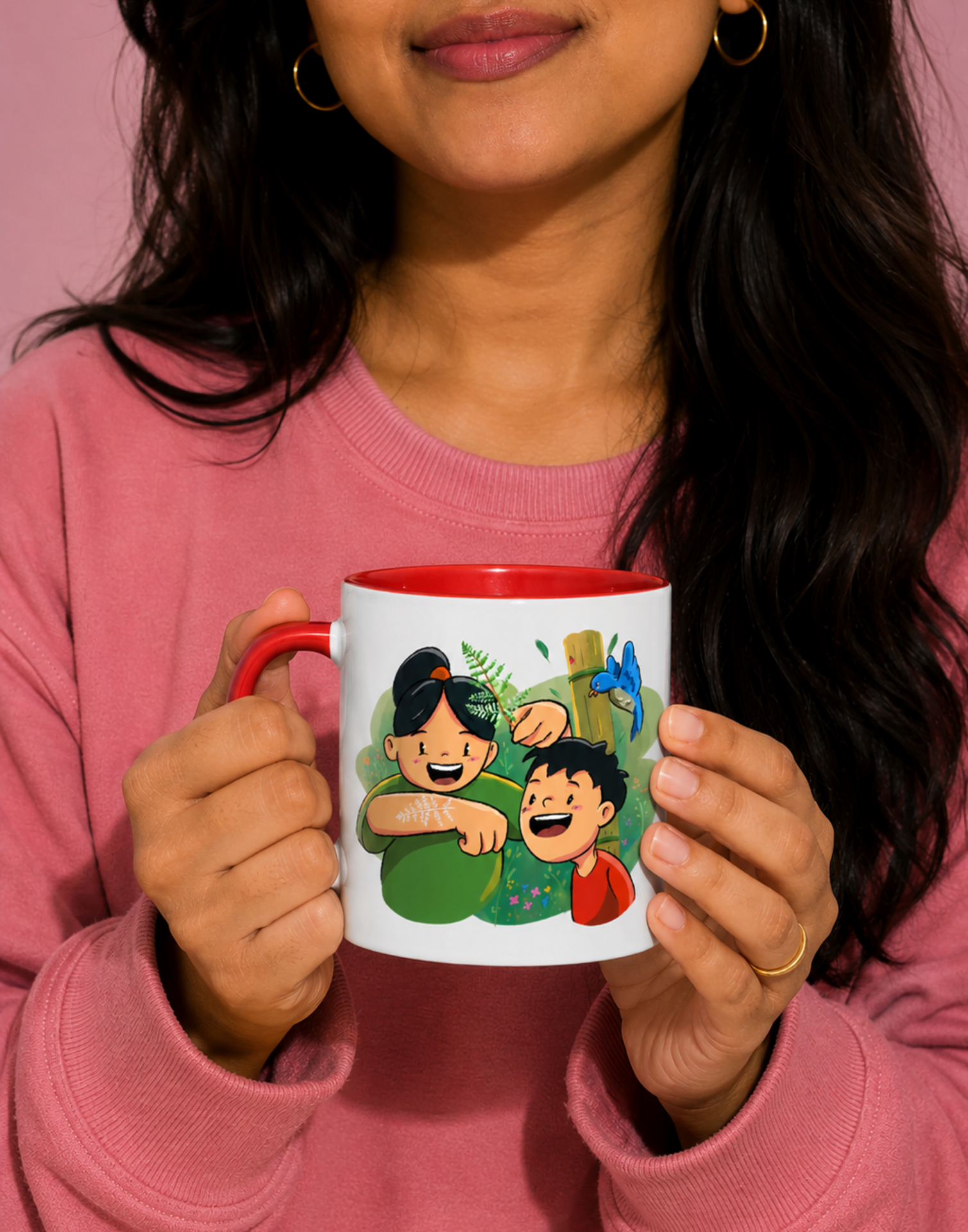 girl holding mug