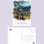 man resting and enjoying view postcards